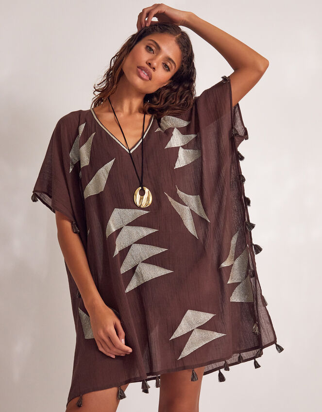 Olena semi sheer Kaftan in Earthy Brown