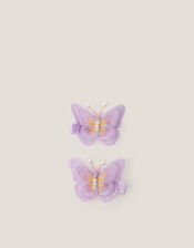 2-Pack Pearl Embroidered Butterfly Hair Clips, , large
