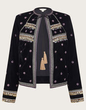 Vera Embellished Velvet Jacket, Black (BLACK), large