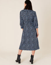 Flower Bud Print Midi Dress, Blue (BLUE), large