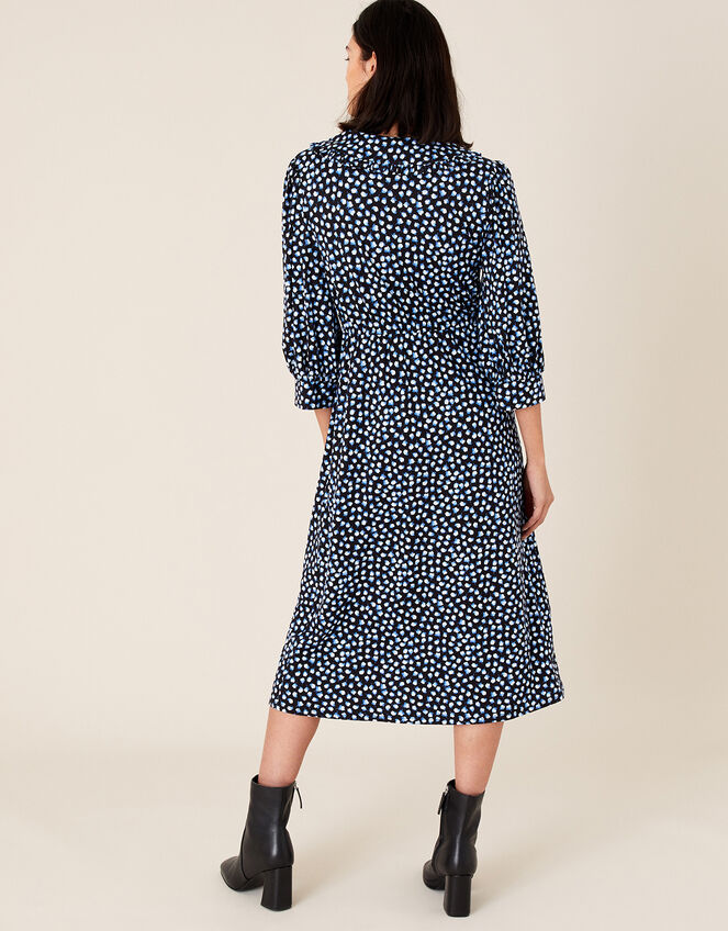 Flower Bud Print Midi Dress, Blue (BLUE), large