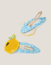 2-Pack Lemon Polka Dot Hair Clips, , large