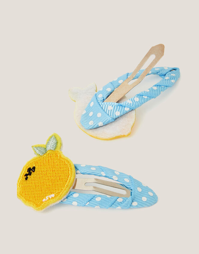 2-Pack Lemon Polka Dot Hair Clips, , large