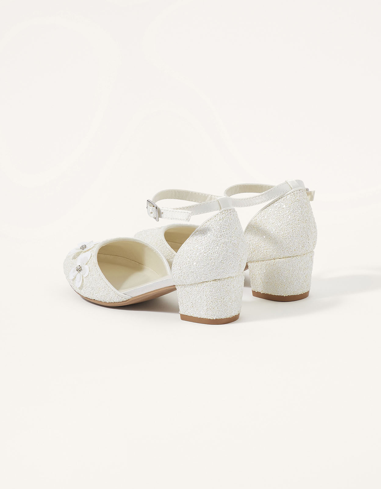 Glitter Flower Two Part Heels Ivory