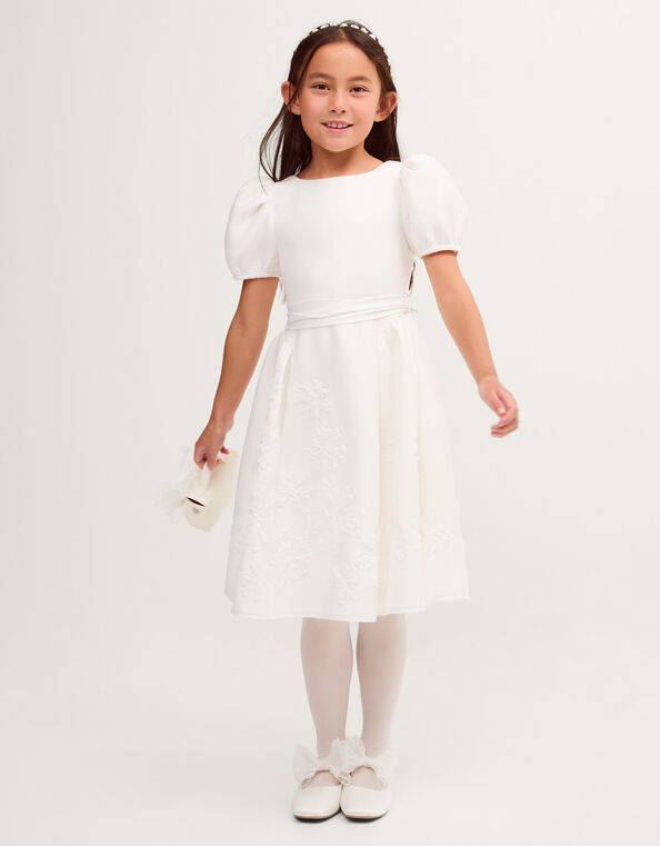 Josie Embellished Puff Sleeve Party Dress, Ivory (IVORY), large