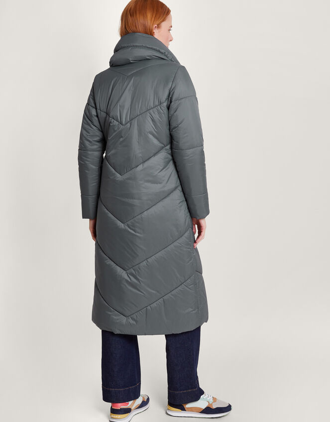 Clara Longline Padded Maxi Coat in Recycled Polyester Grey 