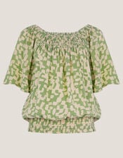 Ania Batik Print Top, Green (GREEN), large