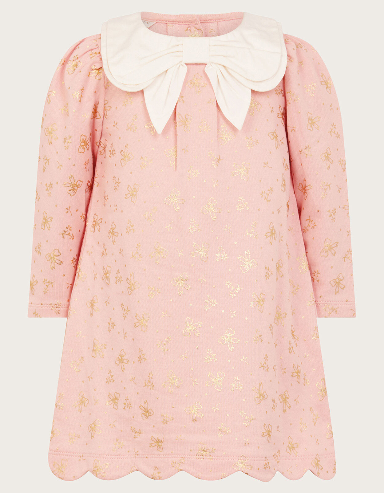 Baby Bow Collar Foil Print Dress Pink