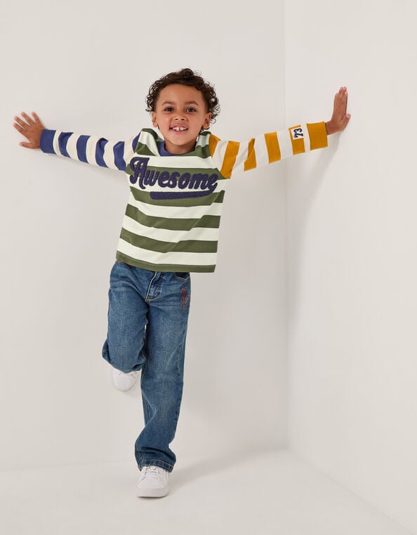Awesome Stripe Long Sleeve Top, Yellow (YELLOW), large