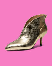 Shoe The Bear Low-Cut Snake Kitten Heels, Gold (GOLD), large