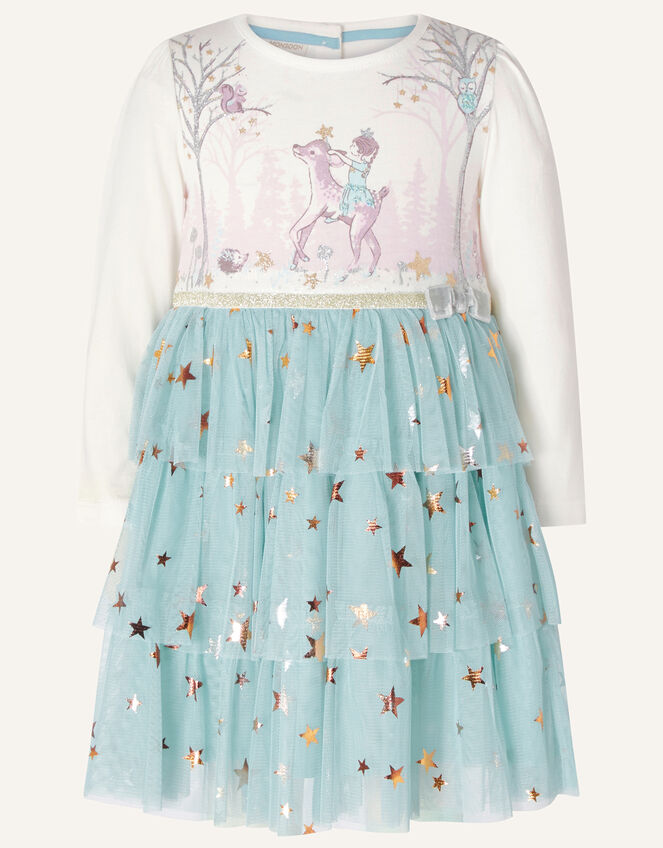 Baby Disco Deer Dress , Blue (AQUA), large