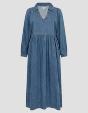 Wilma Long Sleeve Denim Midi Dress, Blue (DENIM BLUE), large