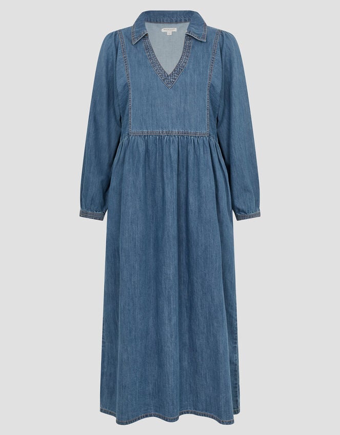 Wilma Long Sleeve Denim Midi Dress, Blue (DENIM BLUE), large