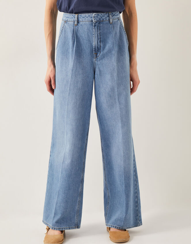 Justine Pleat Wide Leg Jeans, Blue (LIGHT AUTHENTIC), large