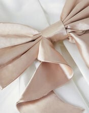 Baby Angelica Satin Bow Dress, Ivory (IVORY), large