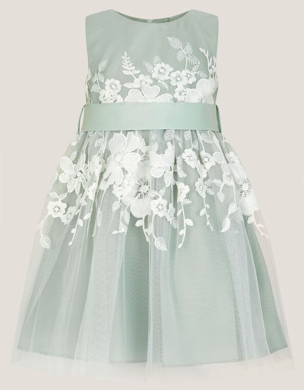 Baby Felicity Embroidered Floral Dress, Green (SAGE), large