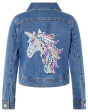 Elouise Sequin Unicorn Denim Jacket, Blue (BLUE), large