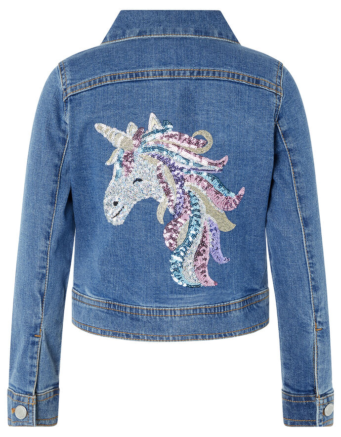 Elouise Sequin Unicorn Denim Jacket Blue