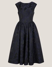 Jayda Sleeveless Floral Jacquard Midi Dress, Blue (NAVY), large
