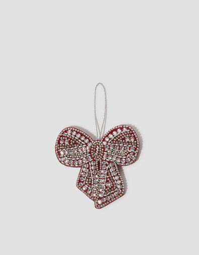 Embellished Bow Christmas Tree Decoration, Red (RED), large