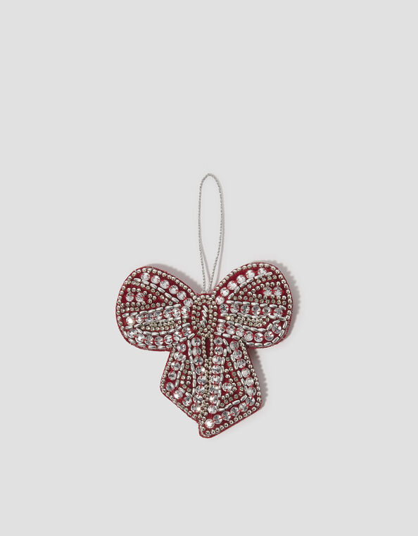 Embellished Bow Christmas Tree Decoration, Red (RED), large