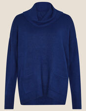 Cowl Neck Cosy Jumper , Blue (COBALT), large