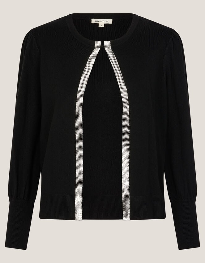 Eden Diamant&eacute; Trim Cardigan, Black (BLACK), large