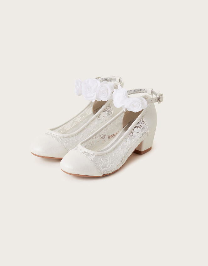 Flower Strap Lace Princess Shoes Ivory