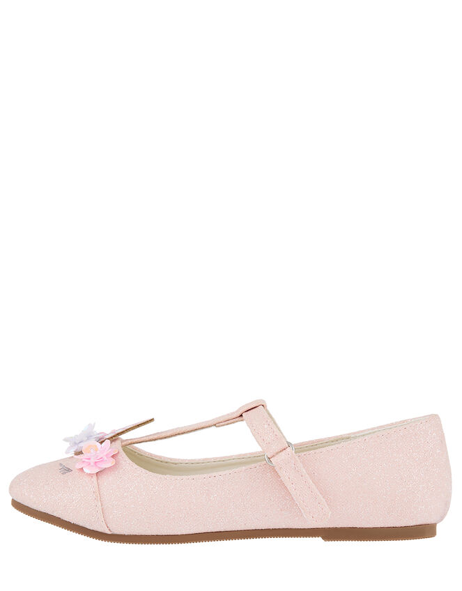 Lola Glitter Unicorn Ballerina Flat Shoes, Pink (PALE PINK), large