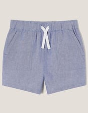 Chambray Drawstring Shorts, Blue (BLUE), large