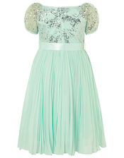 Bellissia Sequin Pleated Dress , Green (MINT), large