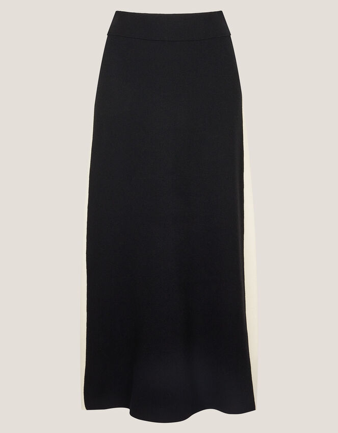 Narla Side Stripe Knit Midi Skirt, Black (BLACK), large