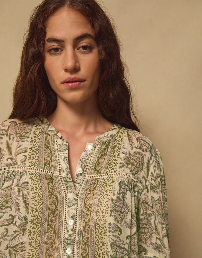 East Odette Hand-Woodblock Print Blouse, Multi (MULTI), large