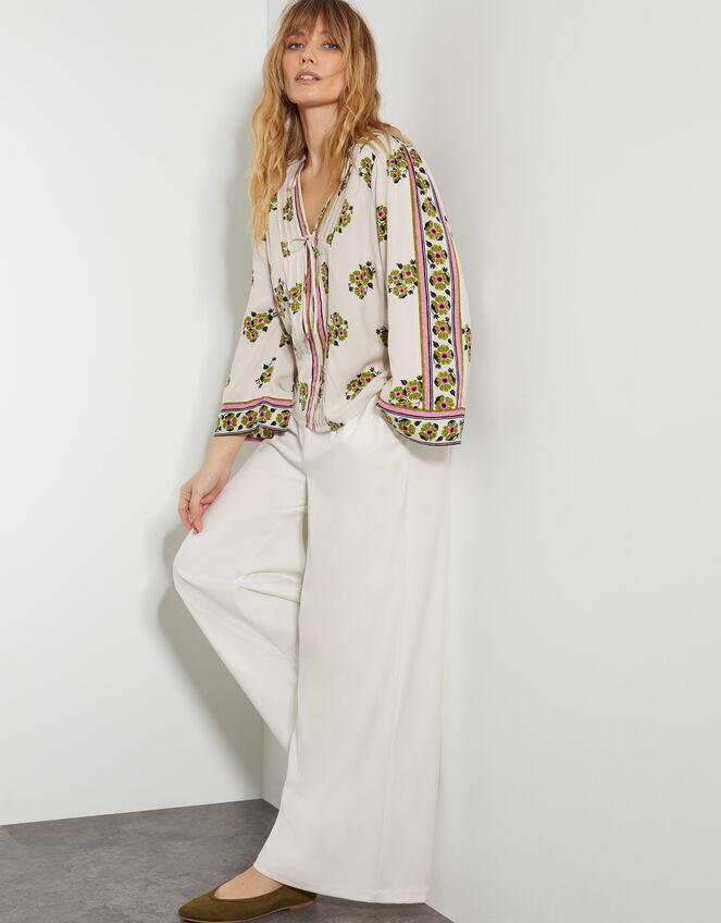 Louisa V-Neck Floral Print Blouse, Ivory (IVORY), large