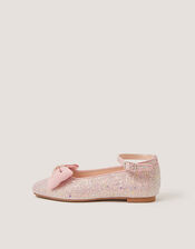 Bow Glitter Ballet Flats, Pink (PINK), large