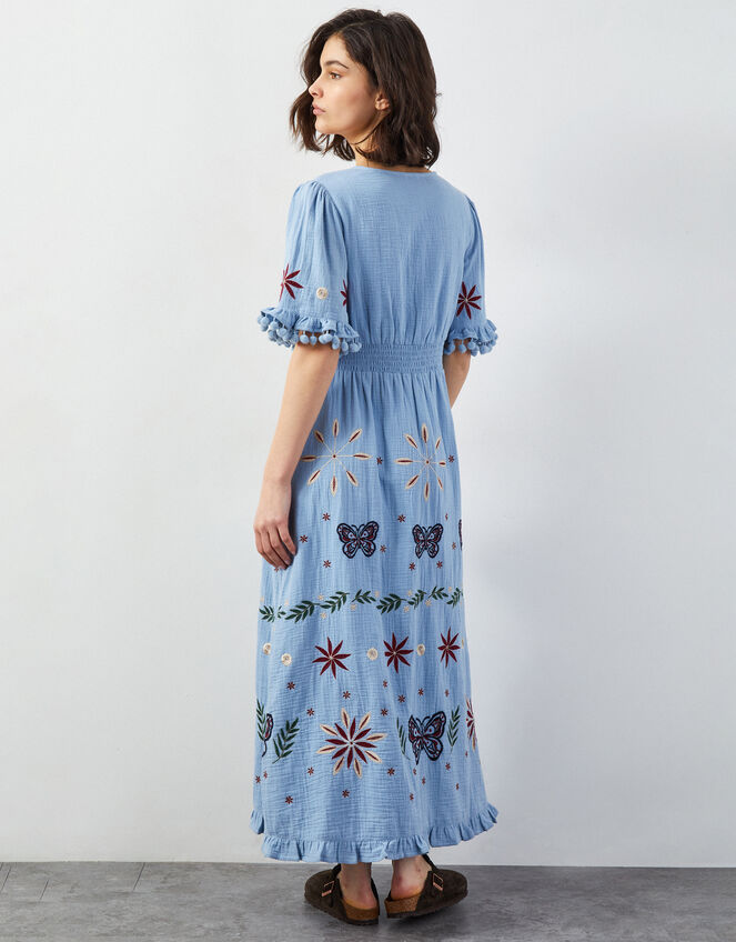 East Mererid Embroidered Midi Dress, Blue (BLUE), large