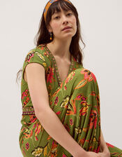 Zainab Floral Jersey Wide Leg Jumpsuit, Green (GREEN), large