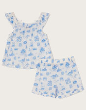 London Print Summer Short Pyjama Set, Ivory (IVORY), large