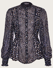 Hollis Metallic Spot Blouse, Black (BLACK), large