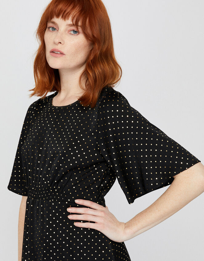 Alexia Foil Spot Midi Dress, Black (BLACK), large