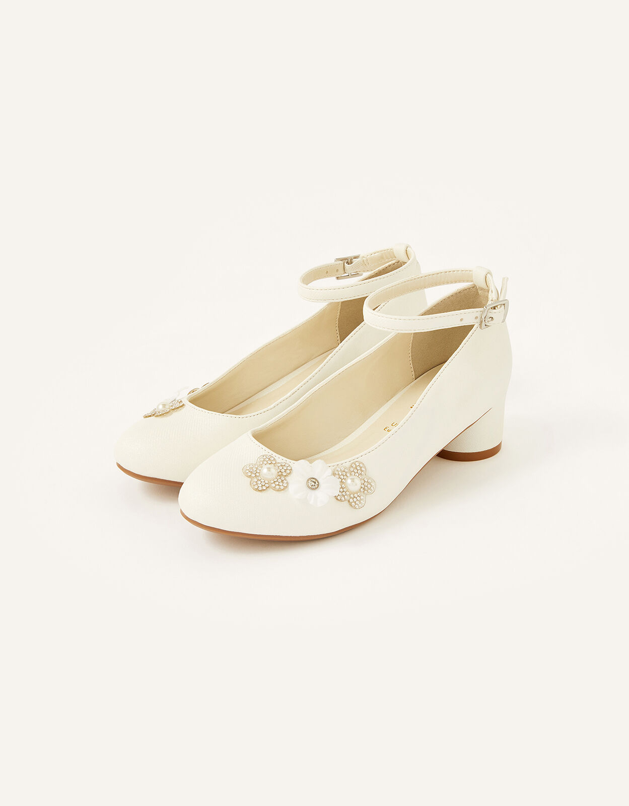 Dazzle Flower Heels Ivory
