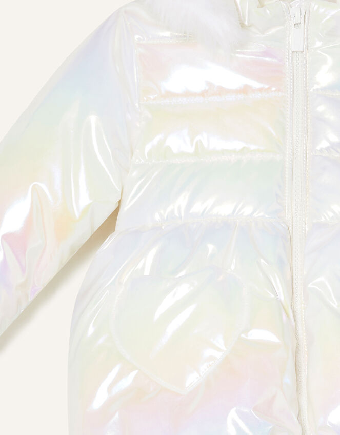Baby Heart Pocket Holographic Coat, Ivory (IVORY), large