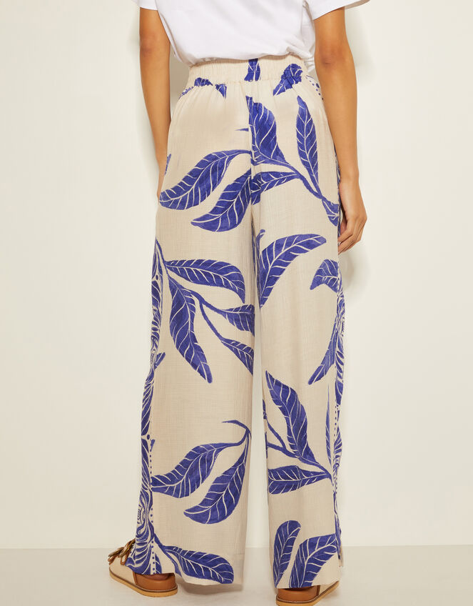 Dinah Leaf Print Trousers, White (WHITE), large