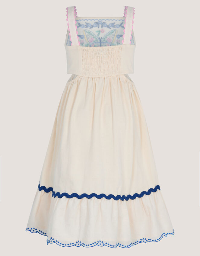 Embroidered Butterfly Cut Out Dress, Ivory (IVORY), large