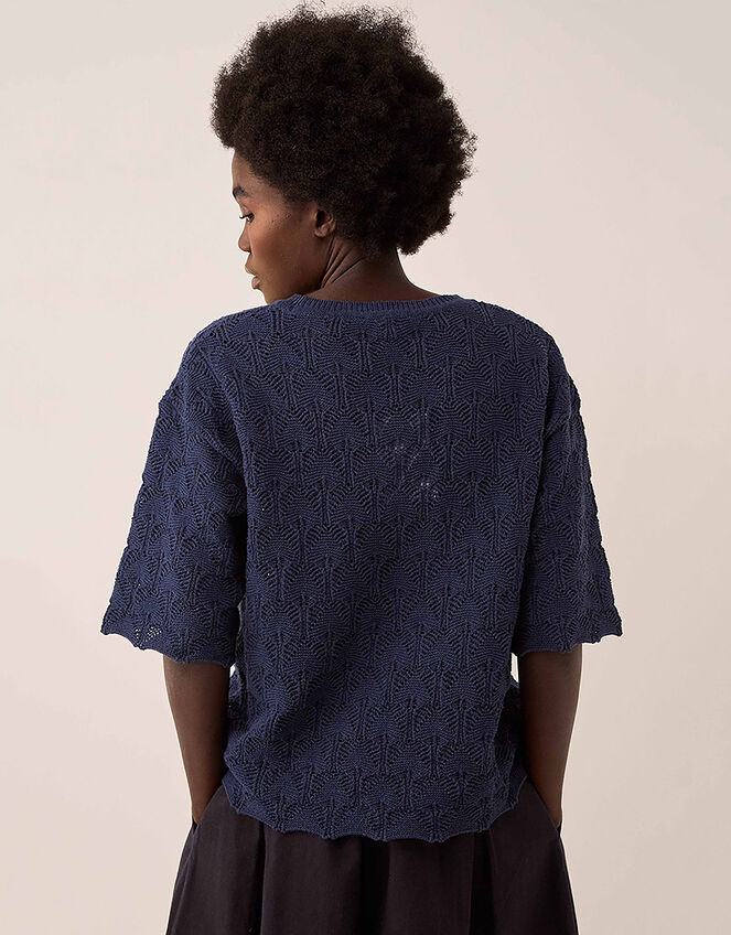 East Flora Pointelle Knit Tee, Blue (NAVY), large