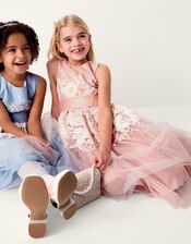 Felicity Floral Embroidered Mesh Dress, Pink (PALE PINK), large