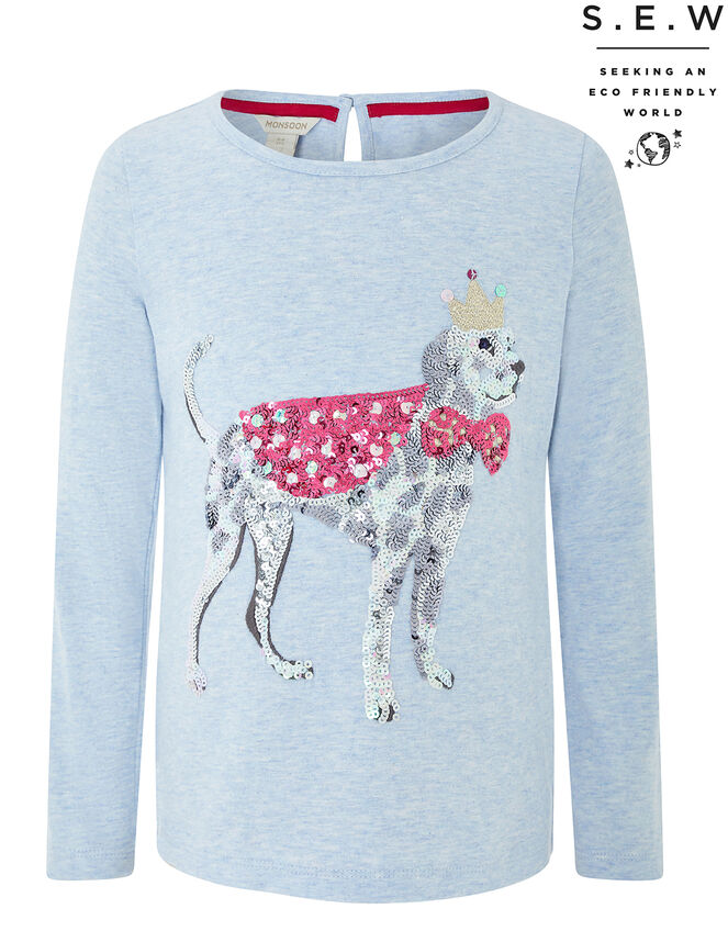 Spot Sequin Dog Top in Organic Cotton, Blue (PALE BLUE), large