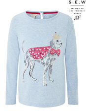 Spot Sequin Dog Top in Organic Cotton, Blue (PALE BLUE), large