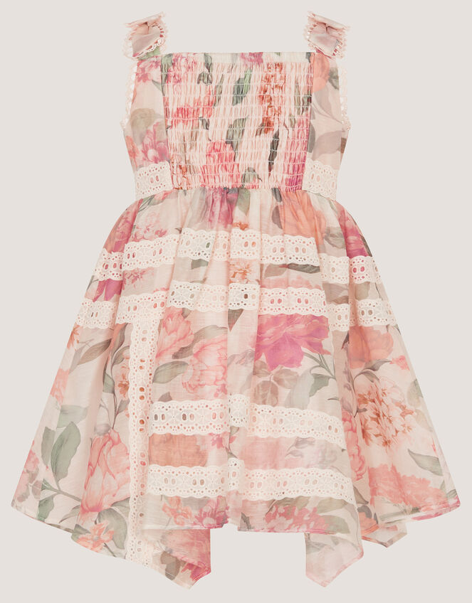 Baby Kelis Floral Broderie Trim Dress, Pink (PINK), large