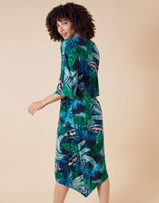 Sandra Palm Print Jersey Midi Dress, Multi (MULTI), large